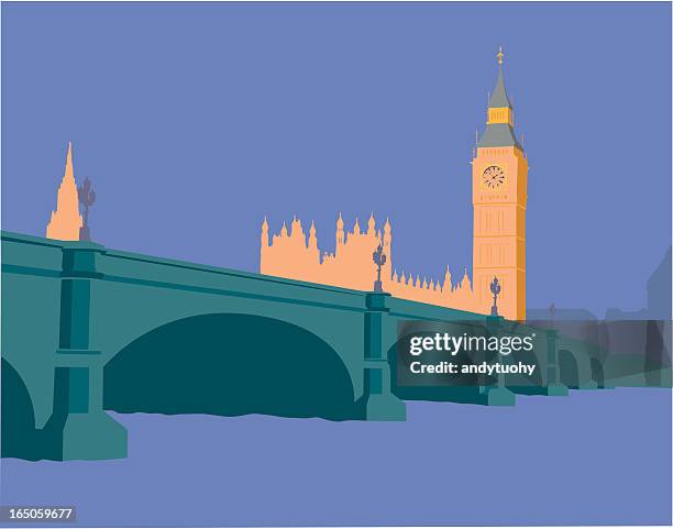 ilustraciones, imágenes clip art, dibujos animados e iconos de stock de casas del parlamento, londres, inglaterra - torre de reloj