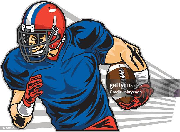 illustration of a football player running - american football player stock illustrations