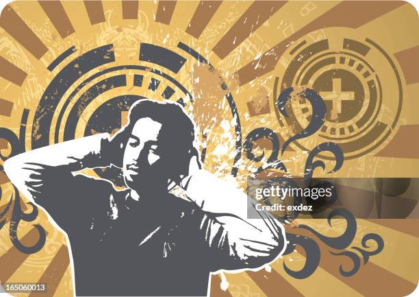 young man in retro design - rapper stock illustrations