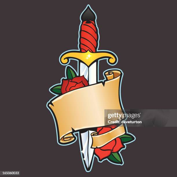 ilustraciones, imágenes clip art, dibujos animados e iconos de stock de rose banner cuchilla - vaina