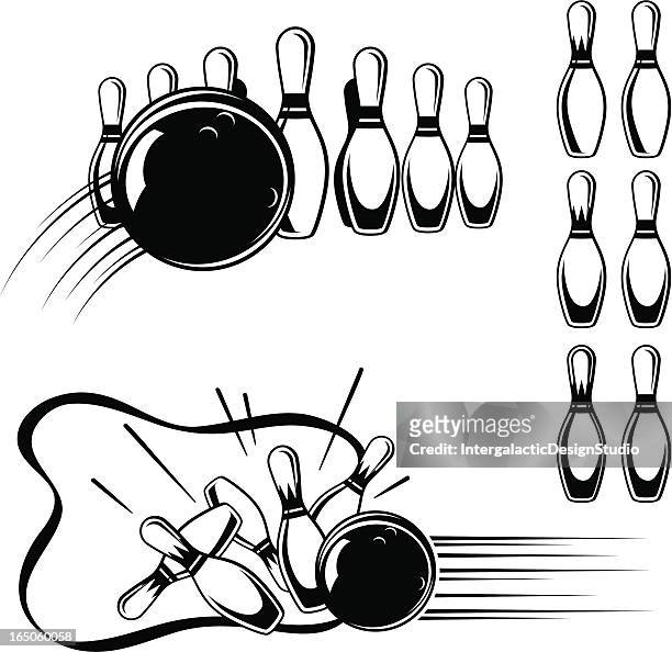 vintage style bowling clip art - bowling pin stock illustrations
