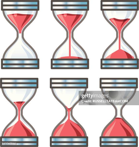 hour glass timer - sand grains stock illustrations