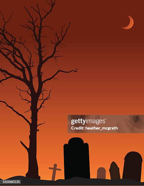 graveyard - dead tree stock illustrations