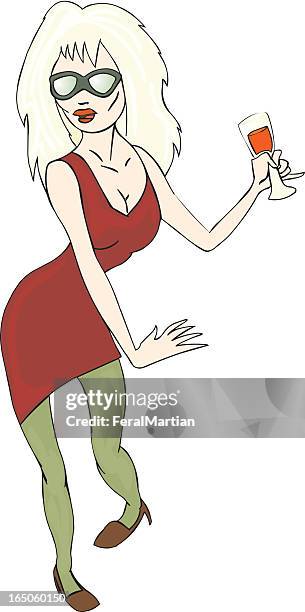 drunken starlet - celebrities drinking stock illustrations