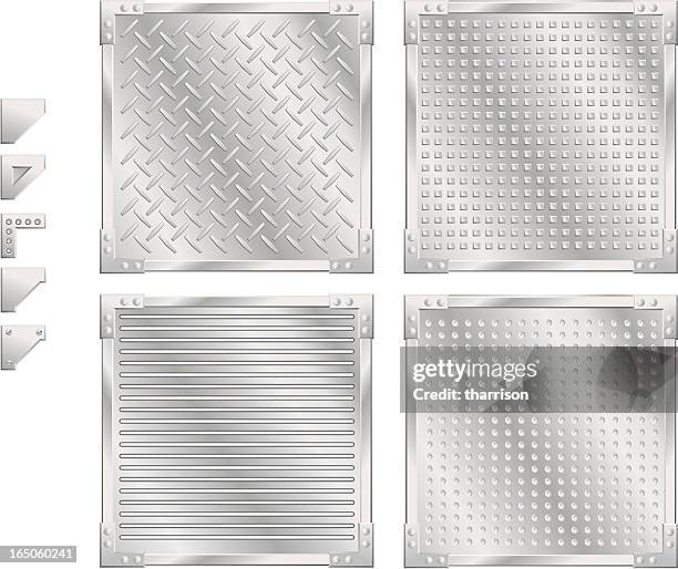 vector steel background assortment - metallic surface stock illustrations