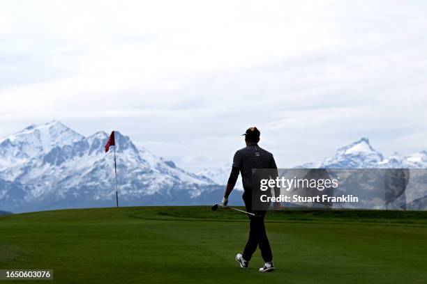 Marcel Siem of Germany walks on the 7th hole during Day One of the Omega European Masters at Crans-sur-Sierre Golf Club on August 31, 2023 in...