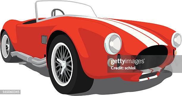 illustrations, cliparts, dessins animés et icônes de cobra shelby rouge - voiture décapotable