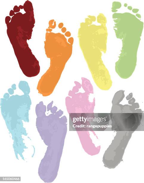 stockillustraties, clipart, cartoons en iconen met rainbow feet - baby paint
