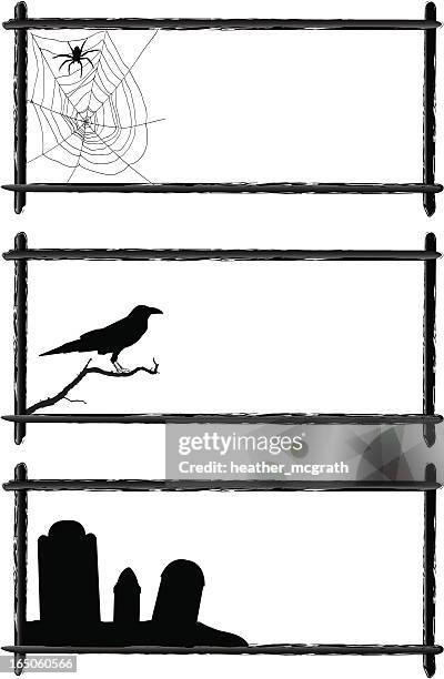 halloween frames - edgar allan poe raven stock illustrations