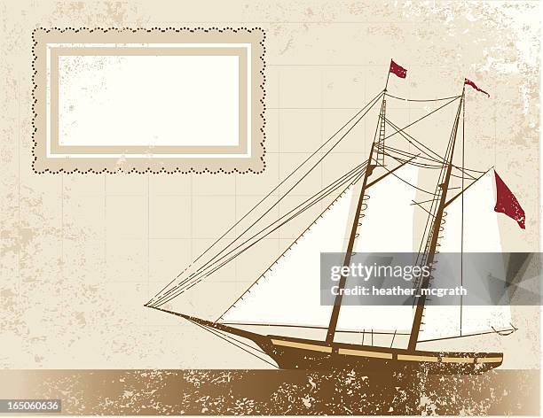 old pirate schooner - 17th century stock illustrations