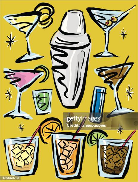 cocktail party - chocolate martini stock illustrations