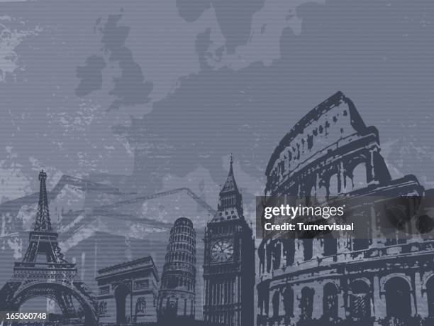 europe - leaning tower of pisa stock illustrations