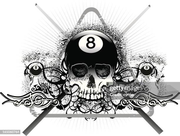 eight ball skull - 8 ball pool stock illustrations