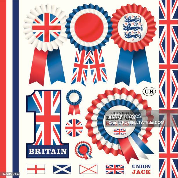 british rosettes - england bunting stock illustrations