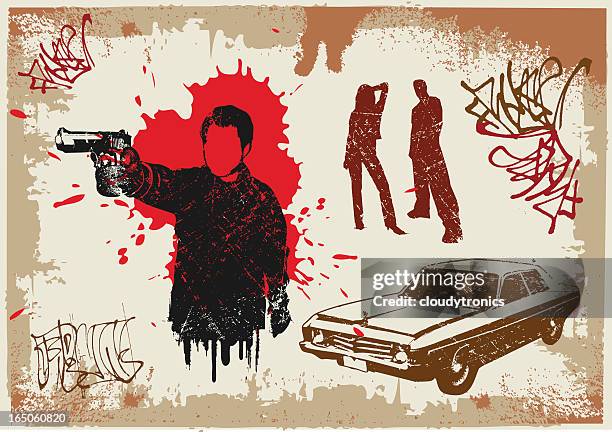 illustrations, cliparts, dessins animés et icônes de grunged-gangsta - gangsta rap