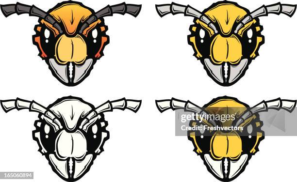 hardcore hornet vector - yellow jacket stock illustrations