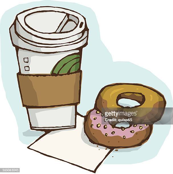 coffee and donut - indulgence stock illustrations