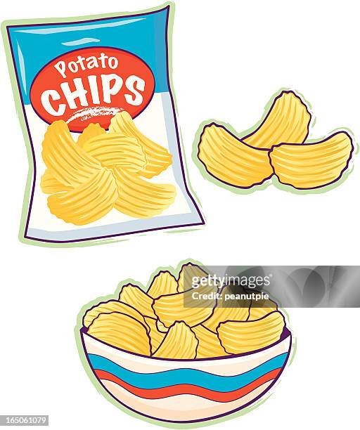 bildbanksillustrationer, clip art samt tecknat material och ikoner med potato chips - kolhydrat