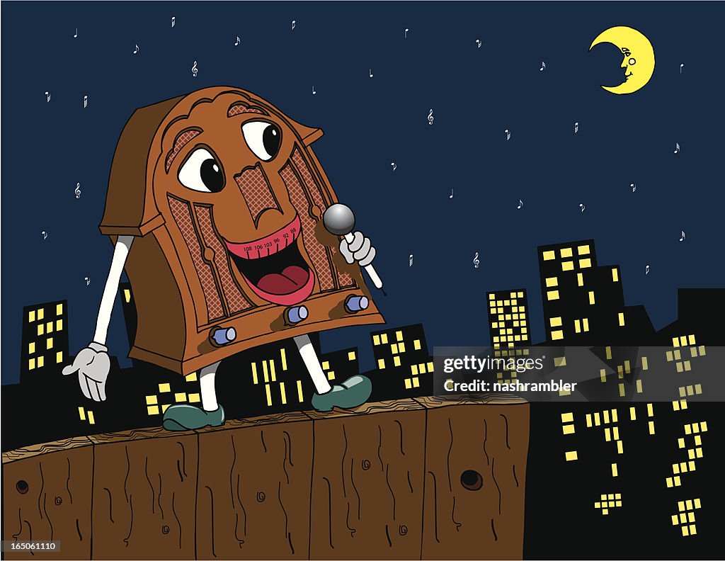 Retro singing radio cartoon