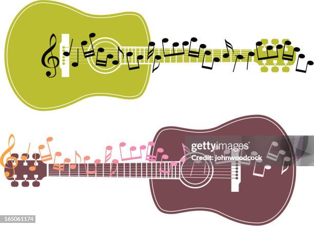 guitar and notes - jazz instruments stock illustrations
