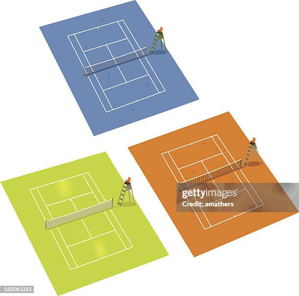 tennis courts - clay stock illustrations