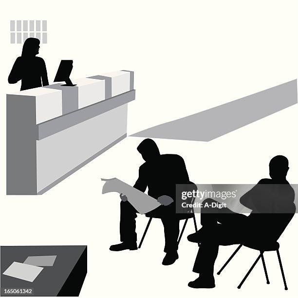 hospital waiting room vector silhouette - hospital waiting room stock illustrations