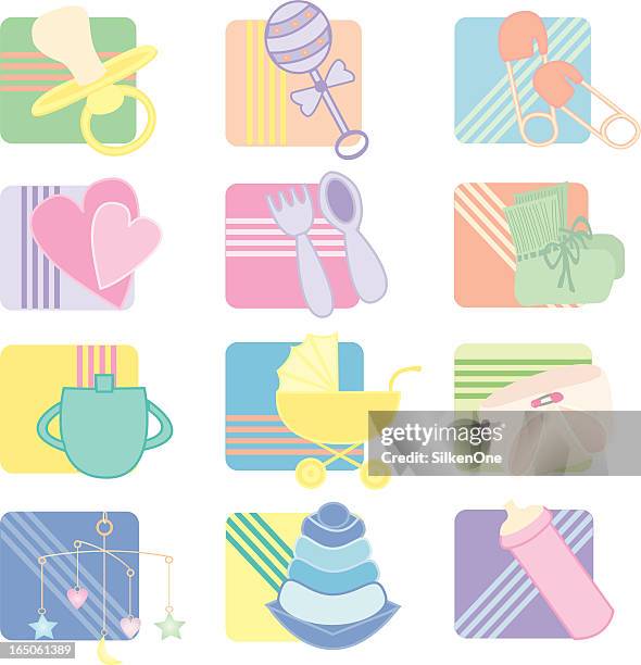 baby icons set - moon buggy stock-grafiken, -clipart, -cartoons und -symbole