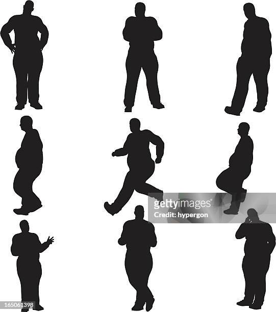 overweight male silhouette collection (vector+raster) - heavy stock illustrations
