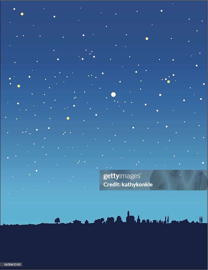 Blue starry night vertical