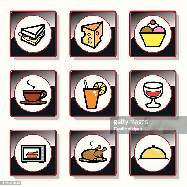 ilustrações de stock, clip art, desenhos animados e ícones de conjunto de ícones de comida - coffee take away cup simple