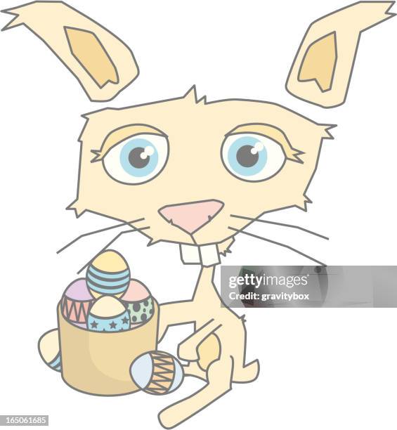 easter rabbit - fluffy bunny stock illustrations