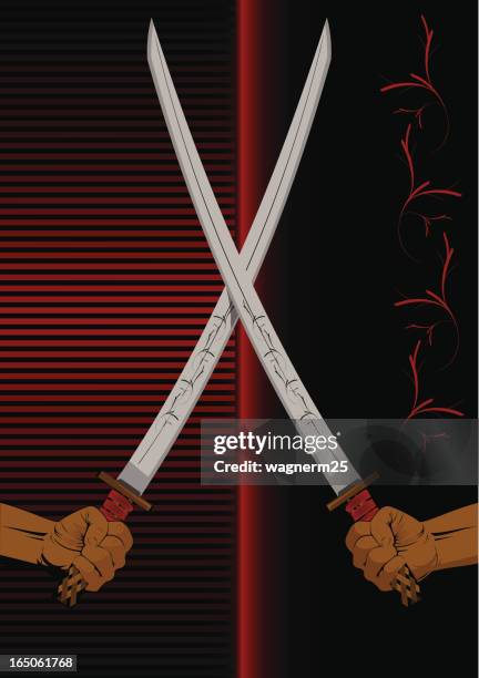 japanese katana's - samurai stock illustrations