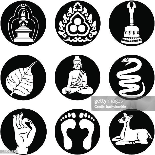 buddhist icons reversed - tibet stock illustrations