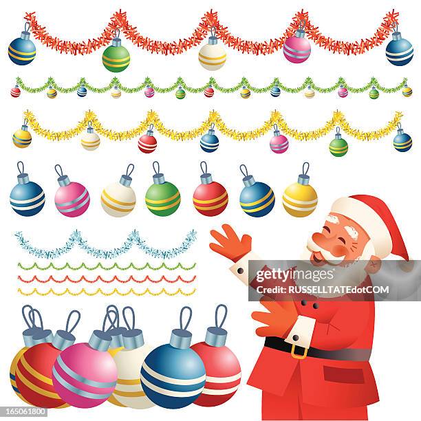 baubles galore - red tinsel stock illustrations