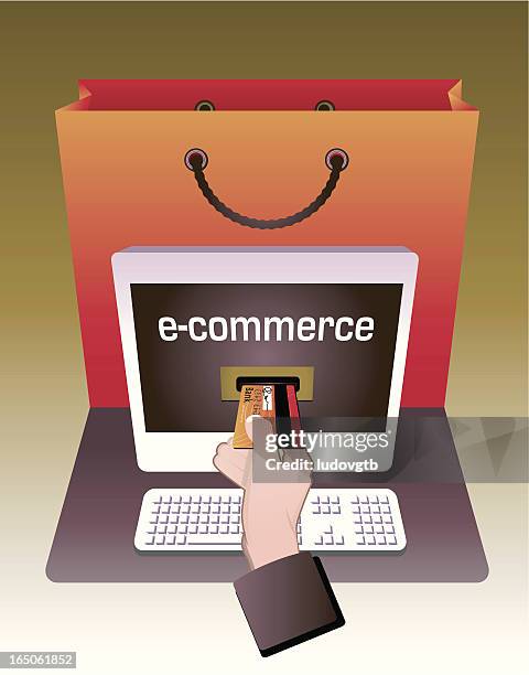 e-commerce - computer keyboard hands stock illustrations