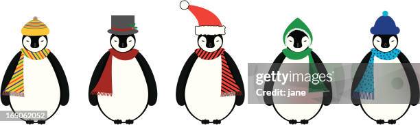 cozy penguins - cozy winter stock illustrations