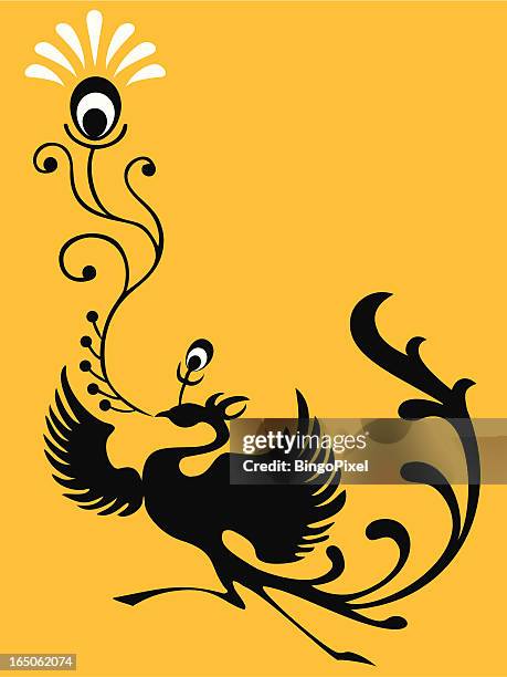 fliegender vogel & feather - phoenix bird stock-grafiken, -clipart, -cartoons und -symbole