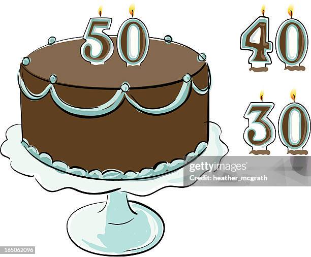 kuchen mit kerzen - 30 34 jahre stock-grafiken, -clipart, -cartoons und -symbole