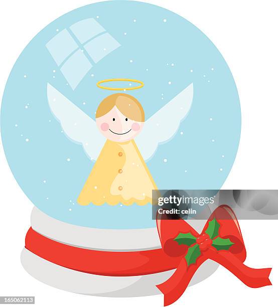 angel in a snow globe - funny snow globe stock illustrations
