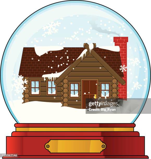 log cabin snowglobe - snow globe vector stock illustrations