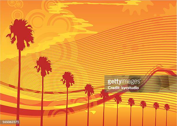 hot summer waves and palms - copacabana beach stock illustrations