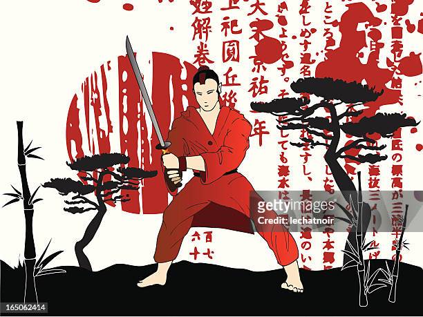 ilustrações, clipart, desenhos animados e ícones de sangue de samurai - samurai