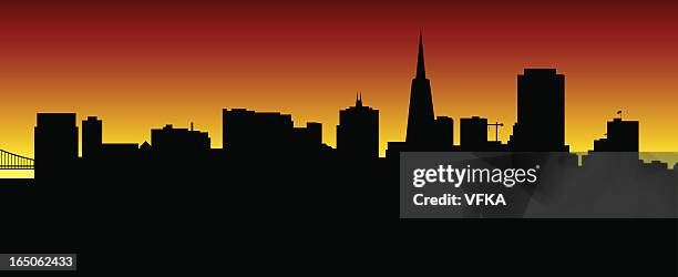 san francisco skyline - san francisco oakland bay bridge stock illustrations