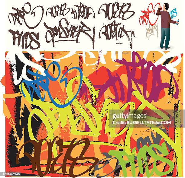 grafitti tag - graffiti text stock illustrations