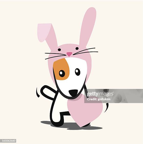 easter bunny hundemotiven - dog easter stock-grafiken, -clipart, -cartoons und -symbole