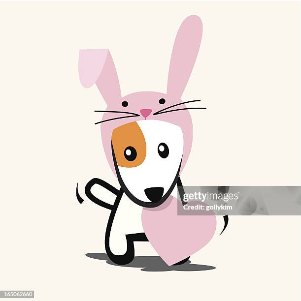easter bunny doggy - jack russell terrier stock illustrations