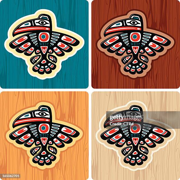 stockillustraties, clipart, cartoons en iconen met haida style crow - amerikaans indiaanse etniciteit