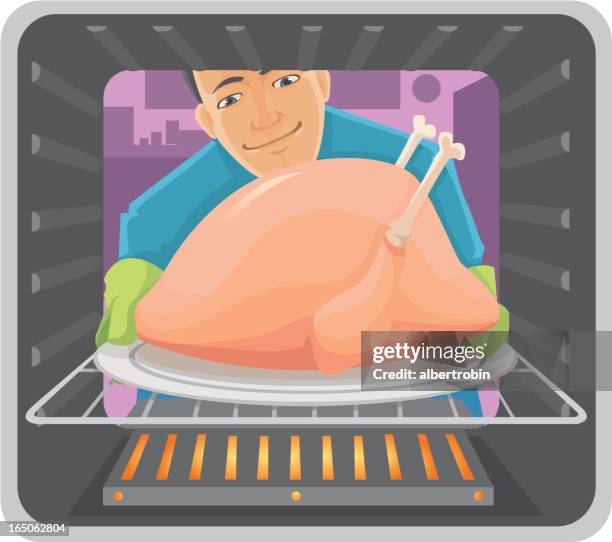 turkey for dinner - large kitchen stock illustrations