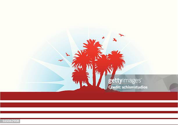 palm tree horizon - backdrop projection of beach stock illustrations