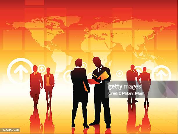 interactive organization: teamwork - ceo talking stock illustrations
